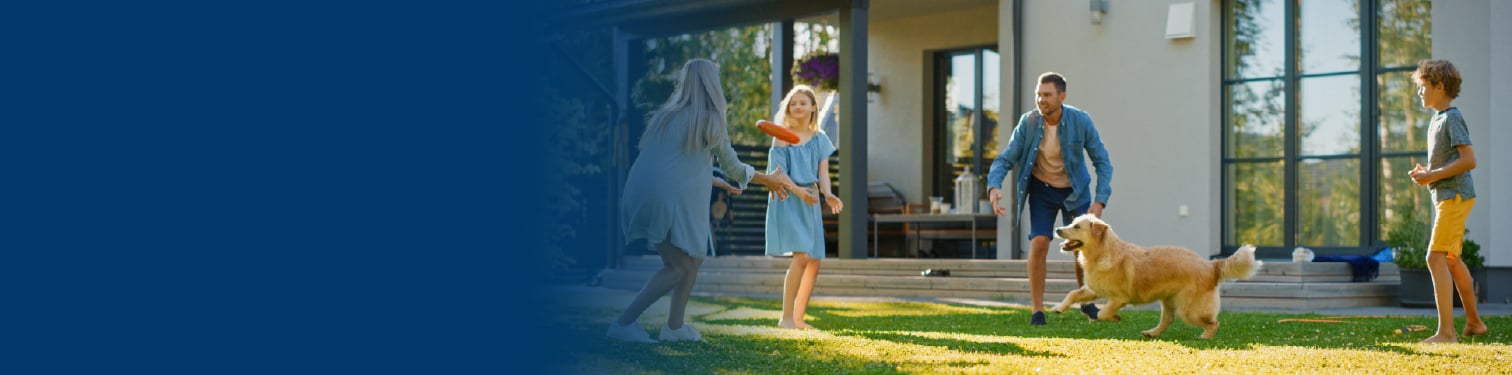 A family out playing in the yard